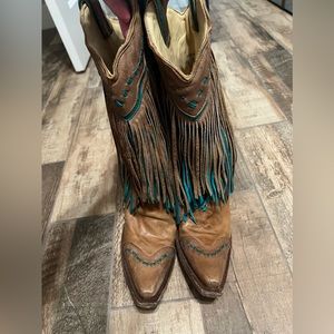 Corral Brown Snip Tassel w/ Turquiose Inlay A2934